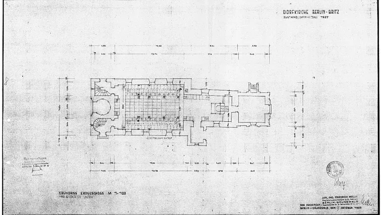 Grundriss, Erdgeschoss, Friedrich Mellin, 1957